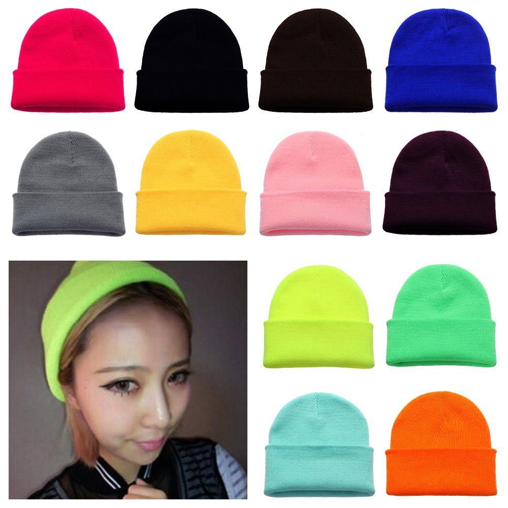 New Solid Cute Woman/Men Knitted Beanies Female Beanie Caps Winter Autumn Hats Warmer Bonnet