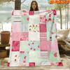 1pc 2D Flat Printing Spring & Summer New Arrival Fresh Rose Floral Patchwork Theme Digital Print Blanket, All Seasons, Casual Throw, 100% Polyester So