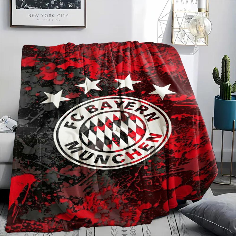 1Pc FC Bayern München Print Flannel Blanket High Quality Warm Comfortable Cover for All Seasons Perfect for Gifts Home Decor