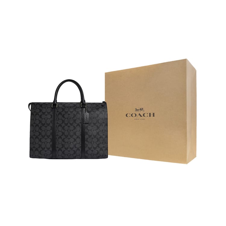 COACH Graham PVC Briefcase, Portable Crossbody Bag, Shoulder Bag Large Men's Black CE440-QBCHR