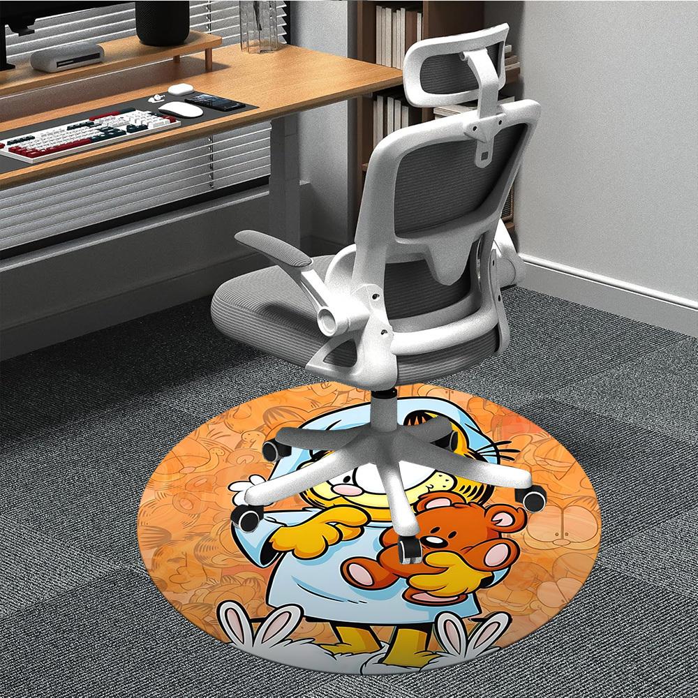 1pc Garfield Cat Office Round Area Rug,Bedroom Living Room Home Decor, Room Deco a1016132