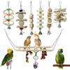 7 Packs Bird Parrot Toys Natural Wood Chewing Toy Bird Cage Toys Hanging Swing Hammock Climbing Ladders Toys for Small Parakeets, Cockatiels,Conures