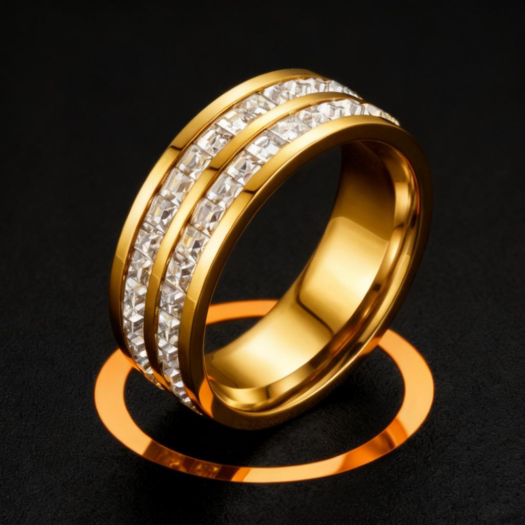 Stainless steel ring for women, niche high-end light luxury, non-fading, Instagram-style rose gold studded with tiny stars, women’s jewelry design.