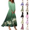 Dresses For Womens Vintage Tunic Waisted Midi Dress Summer Casual 3/4 Sleeve Dress