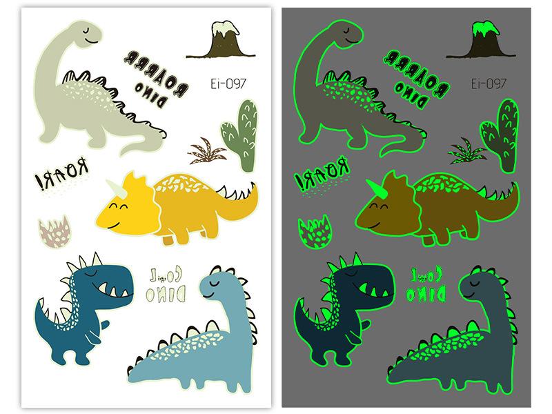Новые светящиеся наклейки-тату динозавра, детские забавные светящиеся наклейки с героями мультфильмов, наклейки-татуировки