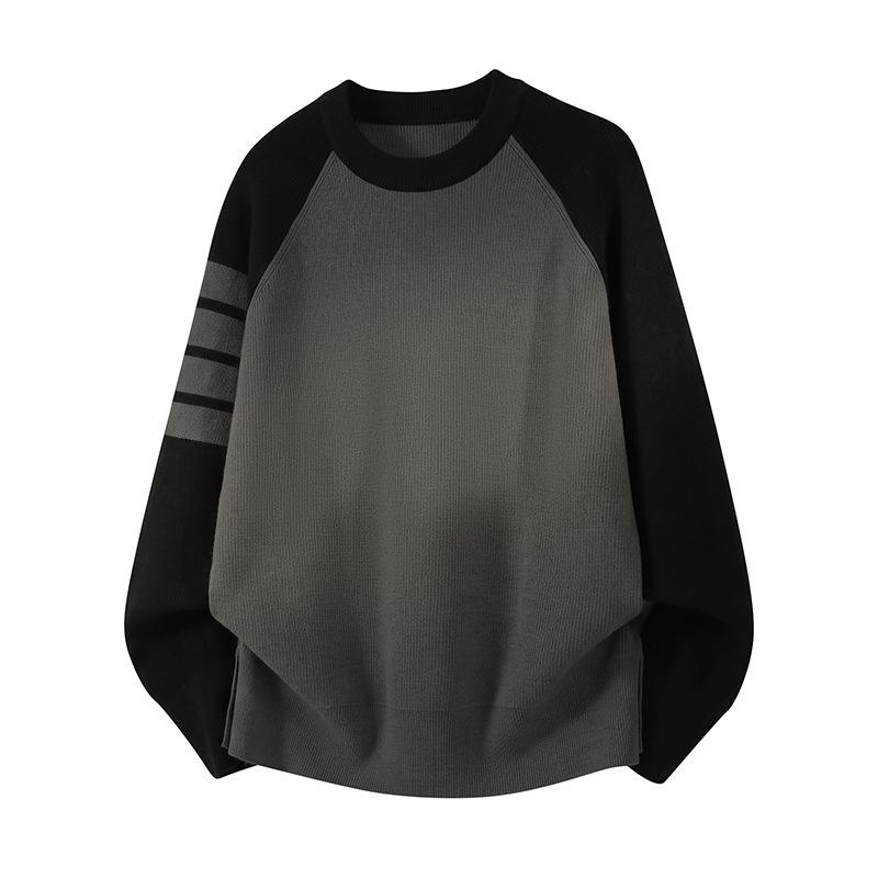 Men S Color Block Crew Neck Pullover Knit Sweater For Winter