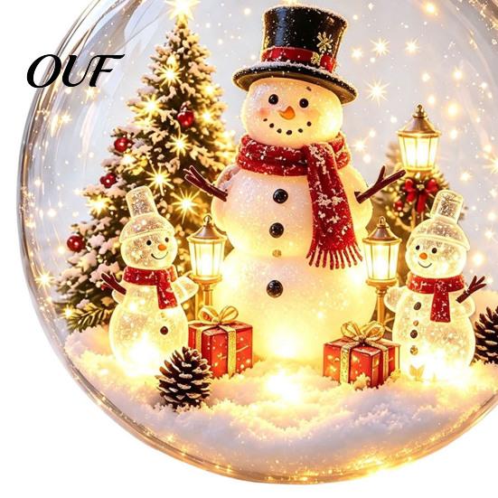 Christmas Party Supplies Favors Glowing Ball Ornaments, 3D LED Lighted Acrylic Hanging Light-up Holiday Keepsakes Balls for Tree Mantel Window,