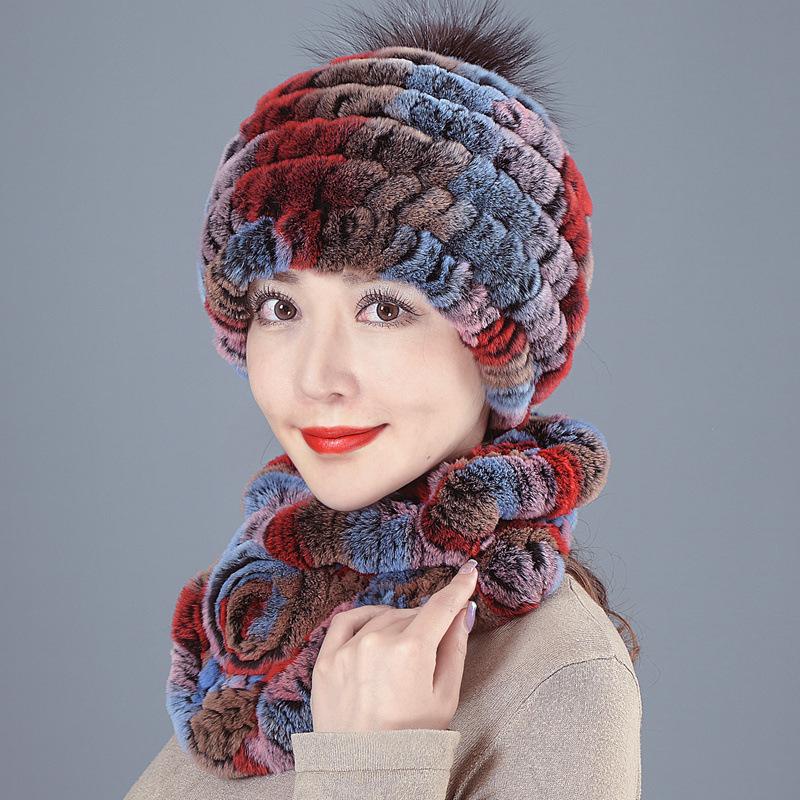 New Rex Rabbit Hair Hat Female Winter Mother Middle and Old Fur Hat Thickened Warm Rabbit Hair Plush Round Hat