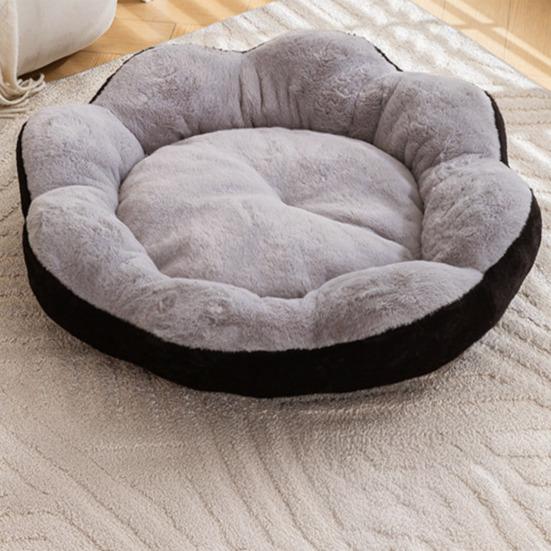 Winter Pet Bed Flower Shaped Plush Dog Bed with Anti-slip Bottom Fluffy Pet Bed with Removable Washable Cover for Small Dogs Cats