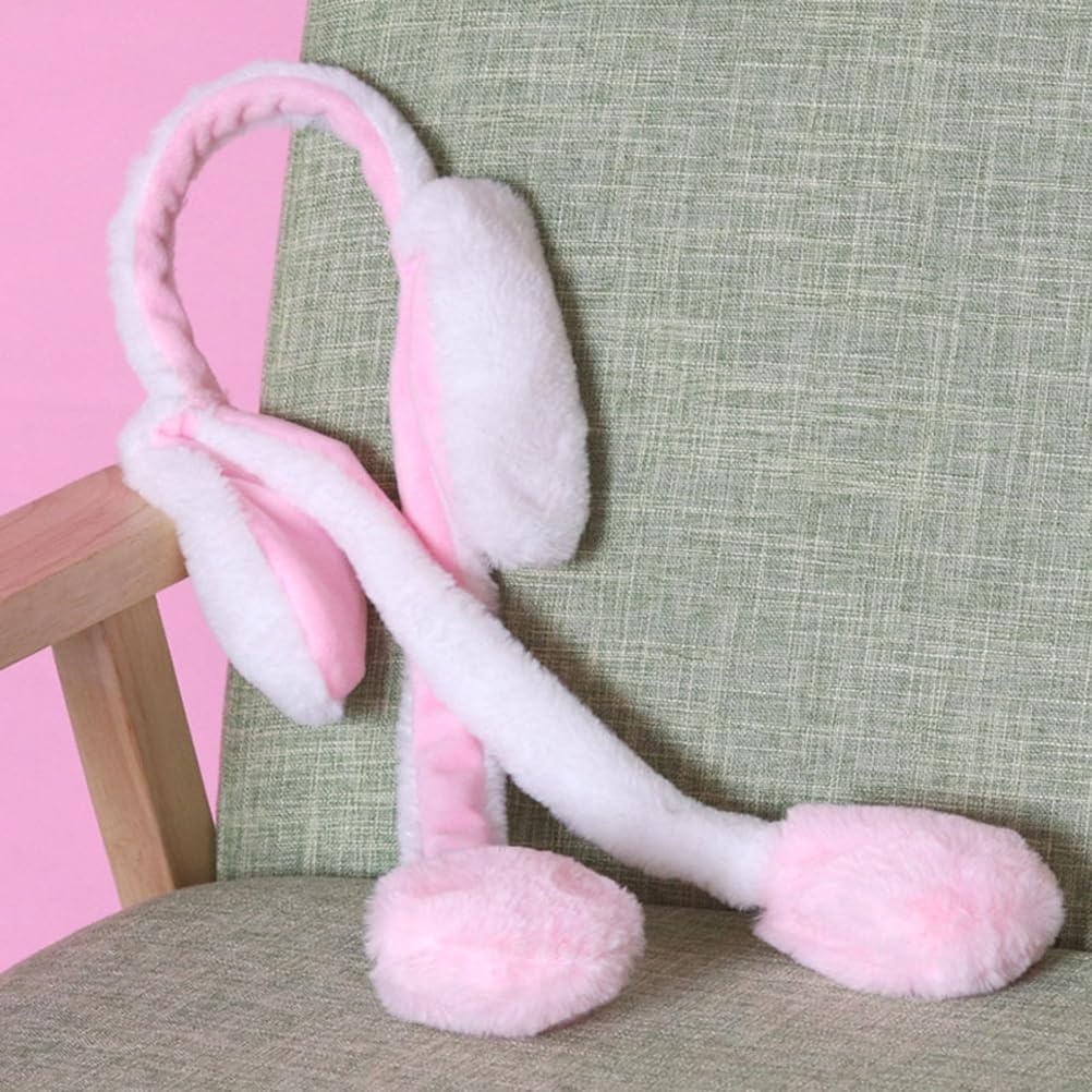 KESYOO Ободок с двигающимися заячьими ушками, милый плюшевый материал, плюшевый аксессуар для волос 20 дюймов для вечеринок и косплея, розовый и белый