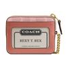 Coach Ключевая Фурнитура с Логотипом, Канва с Покрытием и Телячья Кожа, Картхолдер, Женские Аксессуары, Дыня-Розовый CAO37-B4YU2