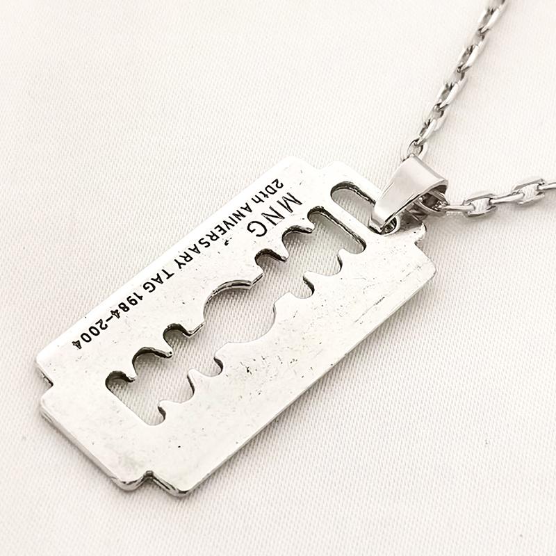 Razor Blade Pendant Necklace for Women Men Vintage Punk Goth Gothic Steampunk Accessories Grunge Rock Jewelry Y2k Aesthetic