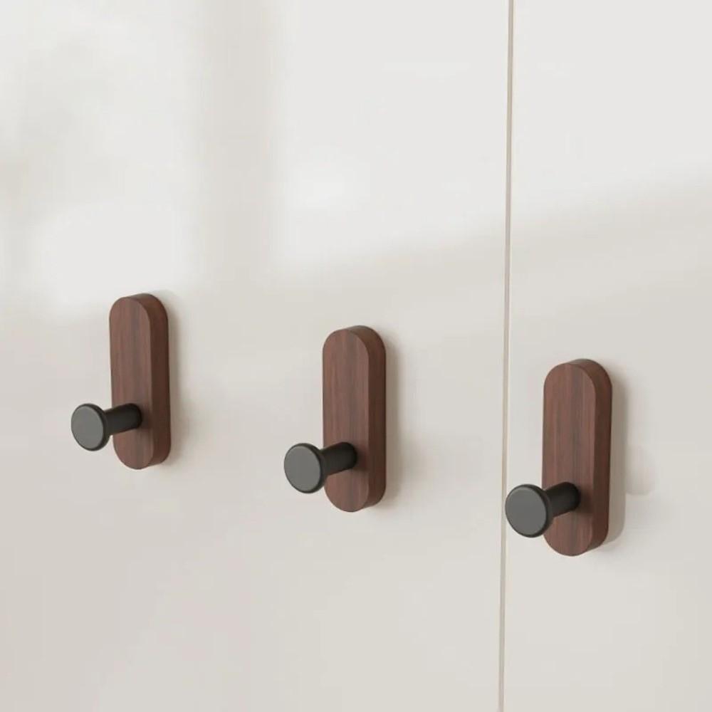 No-drill Wood Wall Hooks Self Adhesive Key Holder Multi-Purpose Mounted Hooks Home Storage Use