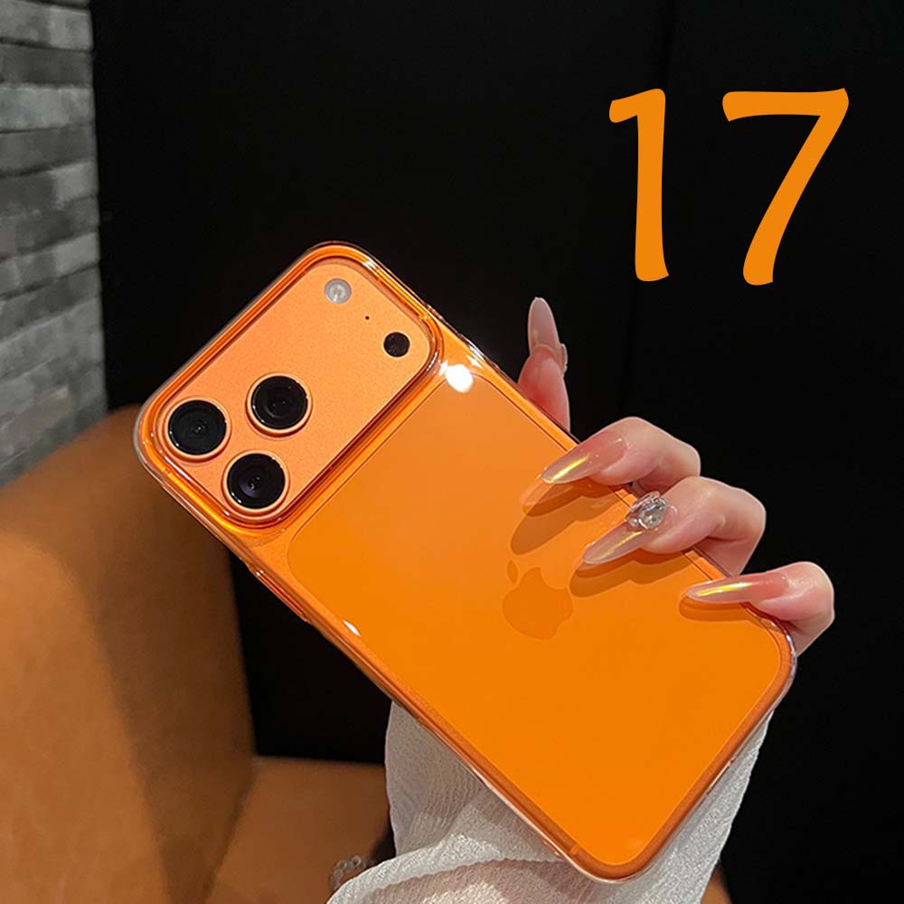 Ультратонкий прозрачный оранжевый чехол для телефона iPhone 17 Pro Max 17 Air 16 15 14 13 12 Акриловый ПК Тонкий Покрытие Жесткий Чехол