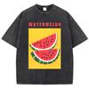 Watermelon Printing Washed TShirts Womens Cotton T Shirts Distressed ONeck Comfortable Tops Summer Casual Womans Streetwear