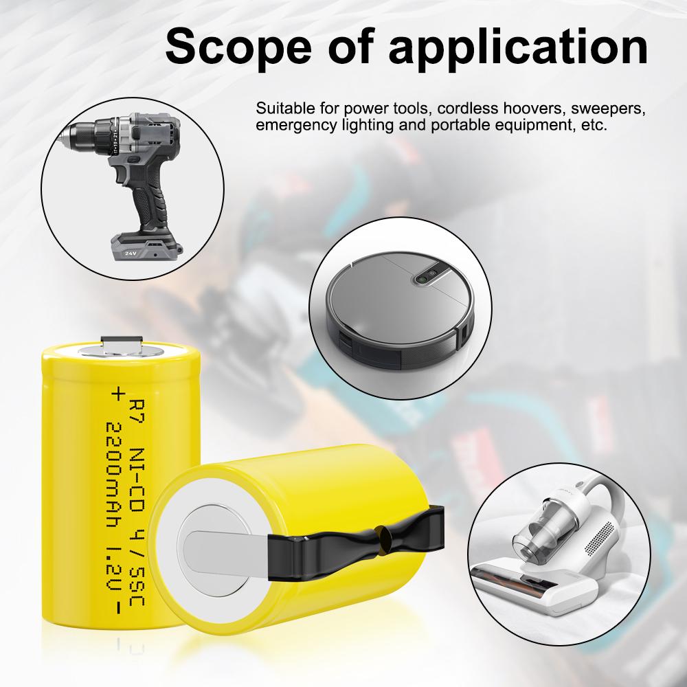 Аккумуляторная батарея 4/5SC Ni-Cd 1,2 В 2200 мАч с язычком для электродрелей и шуруповертов — высокая емкость и длительный срок службы