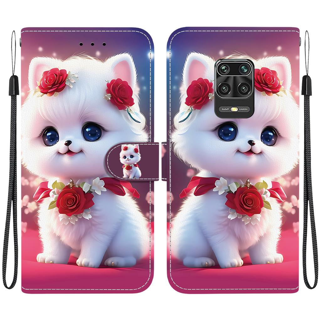 Чехол-книжка из искусственной кожи ручной работы для Xiaomi Redmi Note 10 Lite, противоскользящая противоударная крышка с ремешком на запястье и дизайном в виде сердца/розы/кошки