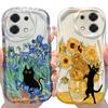 Винтажный синий чехол с цветочным рисунком и черным котом для Xiaomi Redmi Note 14 13 12 11 10 Pro Plus 5G 9 14C 13C 4G 12C 10C 10S A2 A1 Мягкая крышка