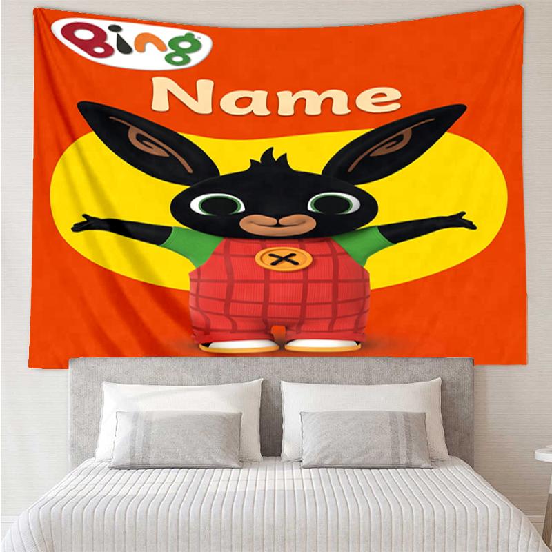 Custom Name Bing Print Tapestry, Backdrop, Easy Setup, Ideal for Bedroom, Office & Living Room, with Aesthetic Wall Hanging Decor.