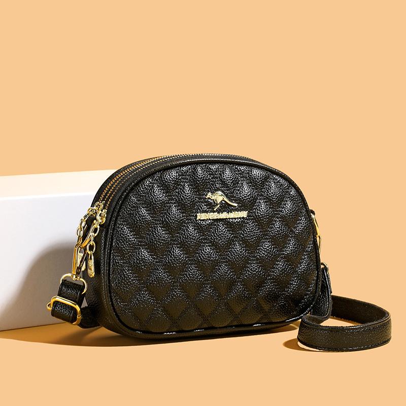 Женская трехслойная сумка для мобильного телефона New Mom Crossbody Bag Универсальная легкая сумка через плечо с вышивкой в виде ромбовидной сетки