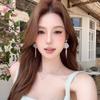 Peach Tea Color Tassel Earrings Blue Petal Design Fashion Jewelry Zinc Zinc Alloy Earrings  Women's Jewelry