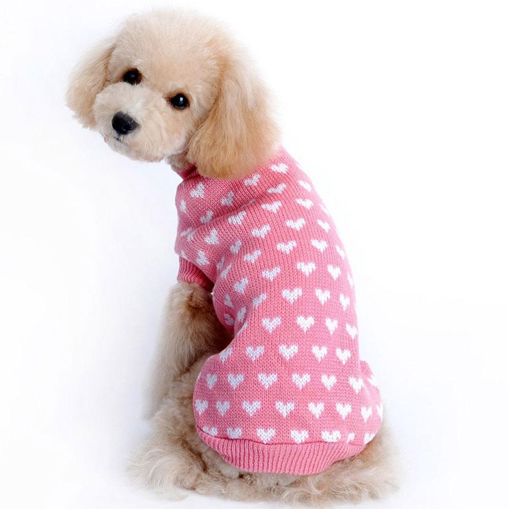 Зимний теплый свитер для домашних животных с рисунком в виде сердца для маленьких и милых животных, а также для осенне-зимней одежды для домашних животных J8R3