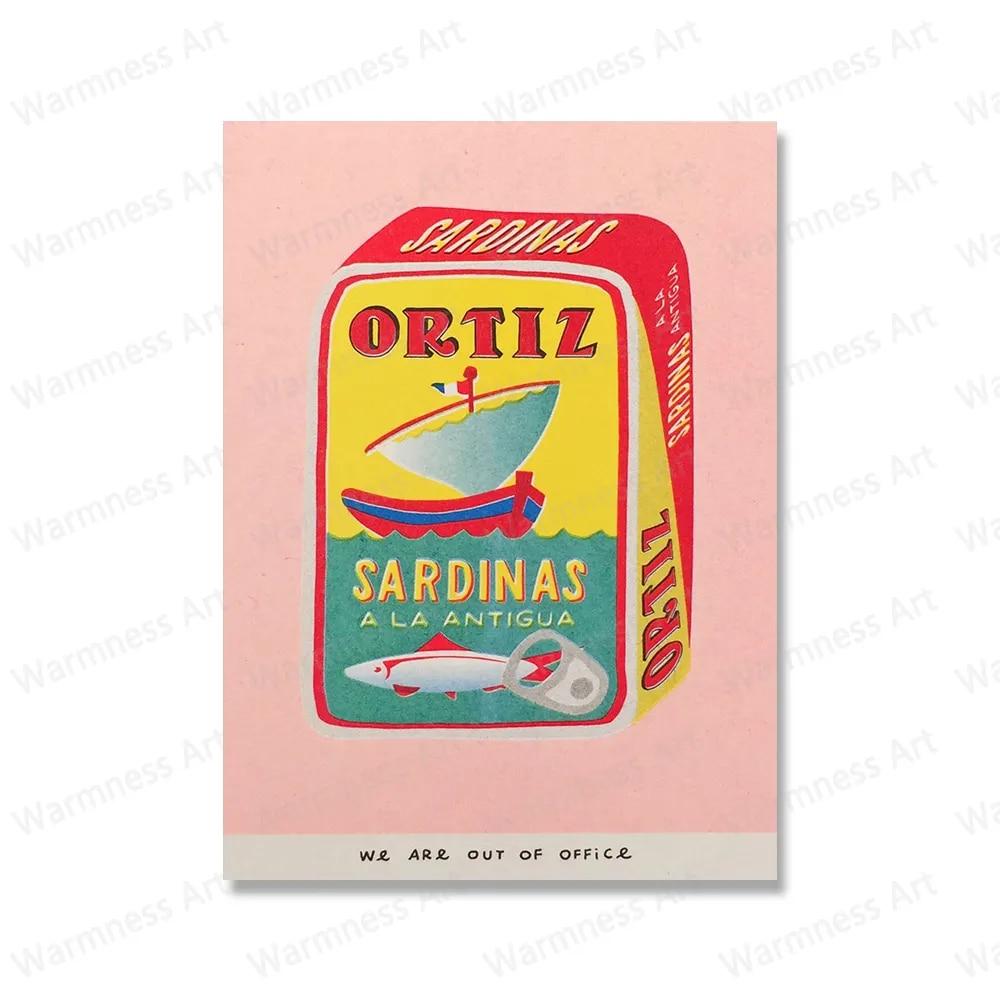 Японский розовый лимонный сок, цветущие чернила, консервированные сардины, помидоры, настенная живопись, скандинавский постер и принты, декор для гостиной, без рамки