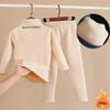 Winter Children Thermal Outfit Casual Boys Girls Two Piece Set  Kids Underwear Conjuntos Warm Mock Neck Tops Children's Velvet Lined Thick High Neck