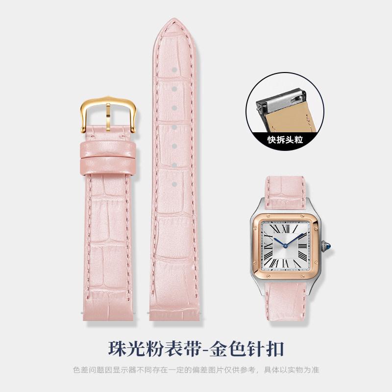 Для часов Cartier Sandus Dumont с механизмом быстрой замены, большой, средний, маленький циферблат, кожаные часы с женским кожаным браслетом 17,5 мм