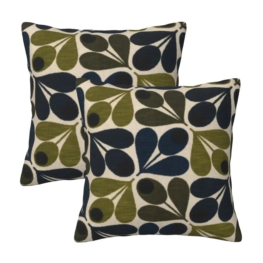 Orla Kiely Multi Stem Colorful Fabric 2 pcs Square Pillowcase Pillow Cover Cushion Comfort Throw Pillow for Home Living Room