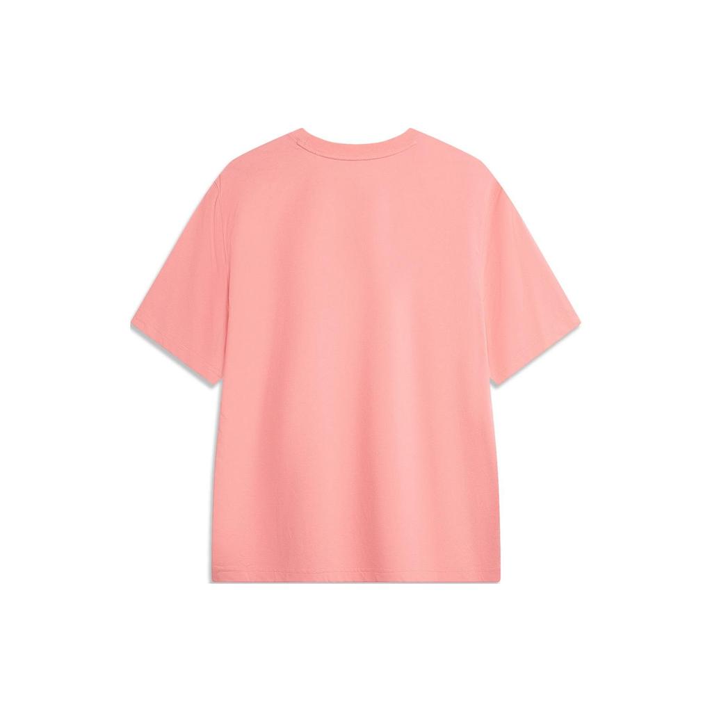 Li Ning China Color Series Solid Color Round Neck Casual Short Sleeve T-Shirt Men Tops Camellia-Pink AHSU297-8