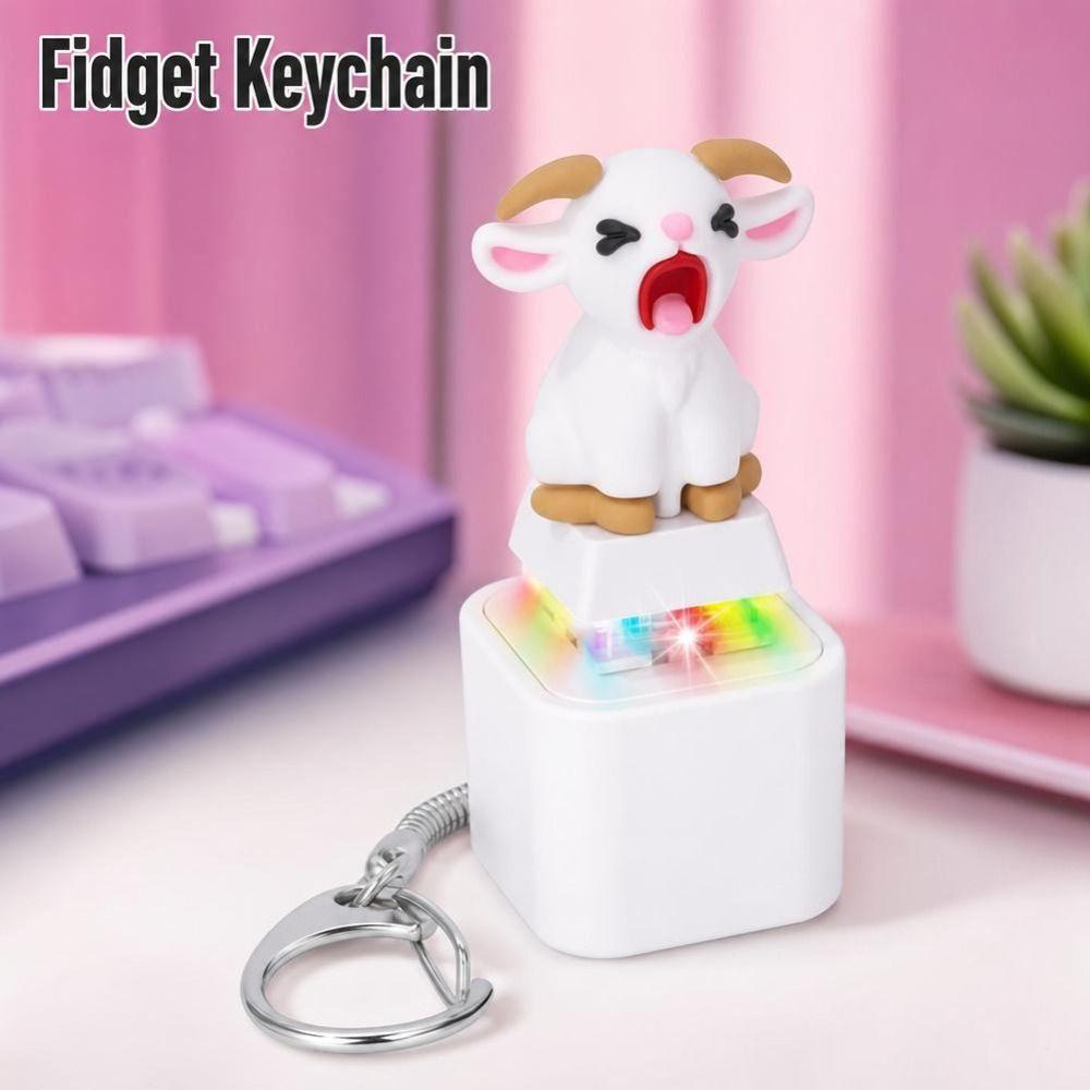 LED Glowing Screaming Goat Keychain Mechanical Click Fidget Button Toy Keyboard Lovers