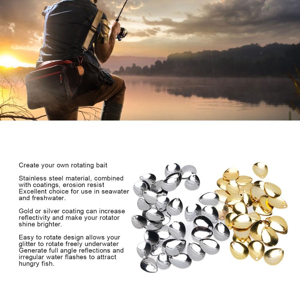80PCS Iron Fishing Rotating Blades Gold and Silver Fishing Spinner Baits Lure Making