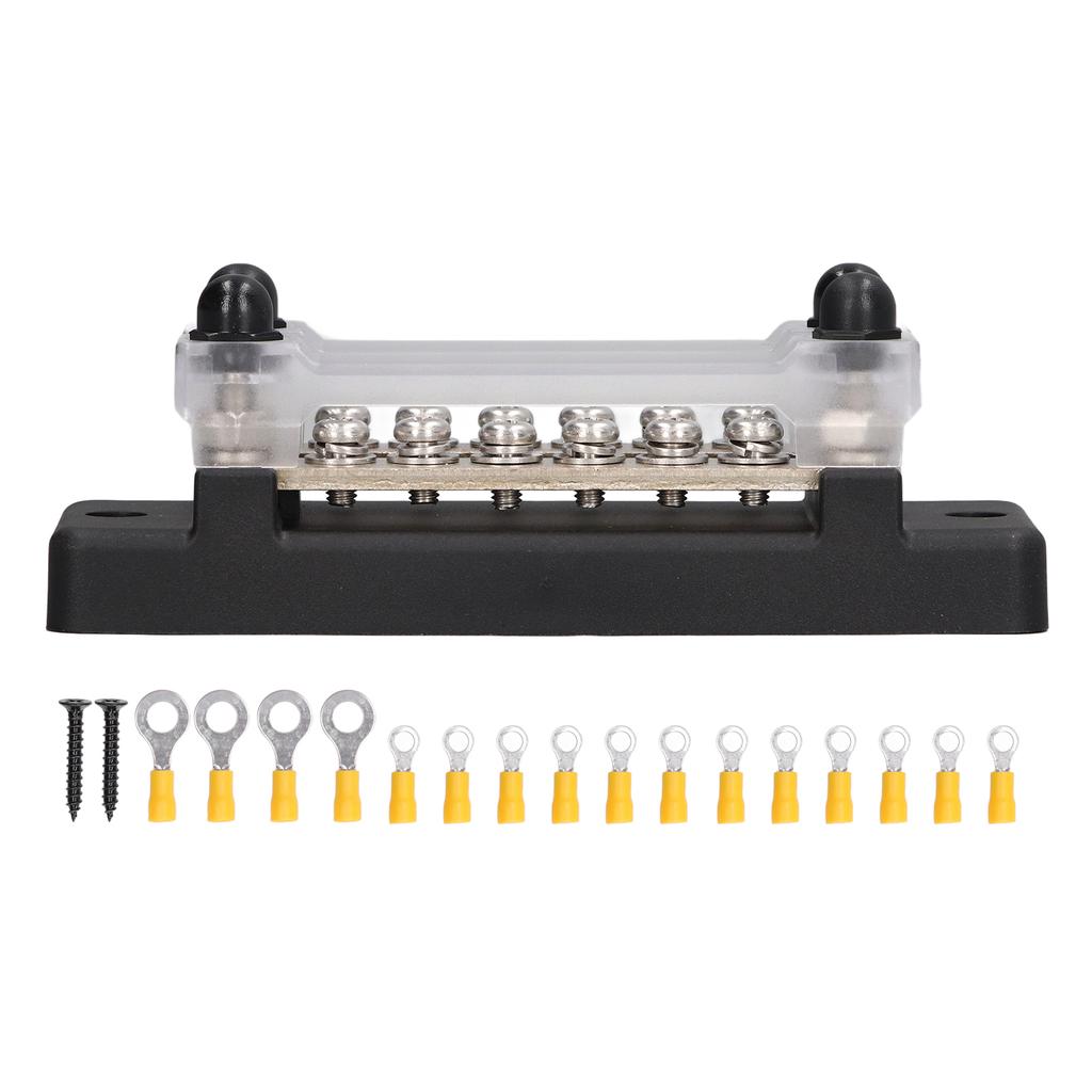 48V 150A 12 Way Bus Bar Power Distribution Block with Ring Crimp Terminals for Car Truck Boat Trailer RV