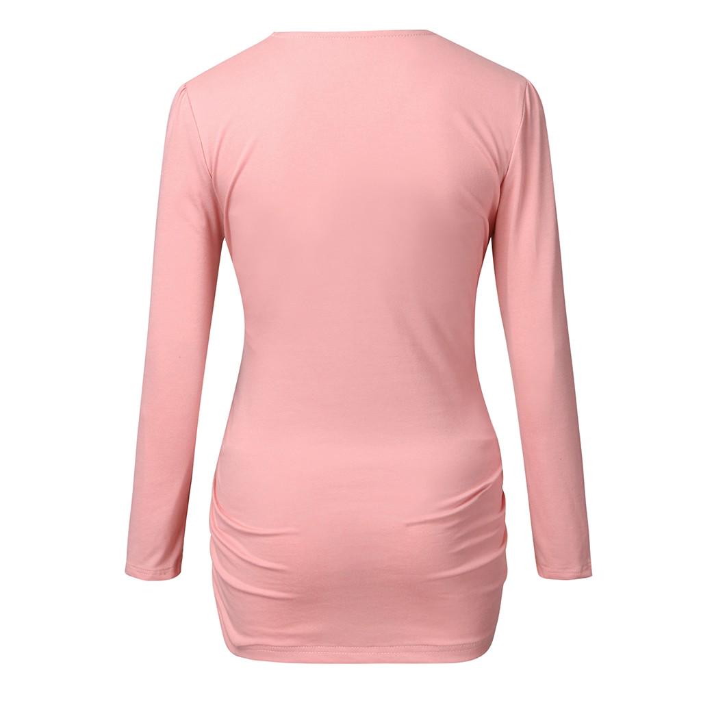 Women's Maternity Long Sleeve V-neck Shirts Tops For Breastfeeding