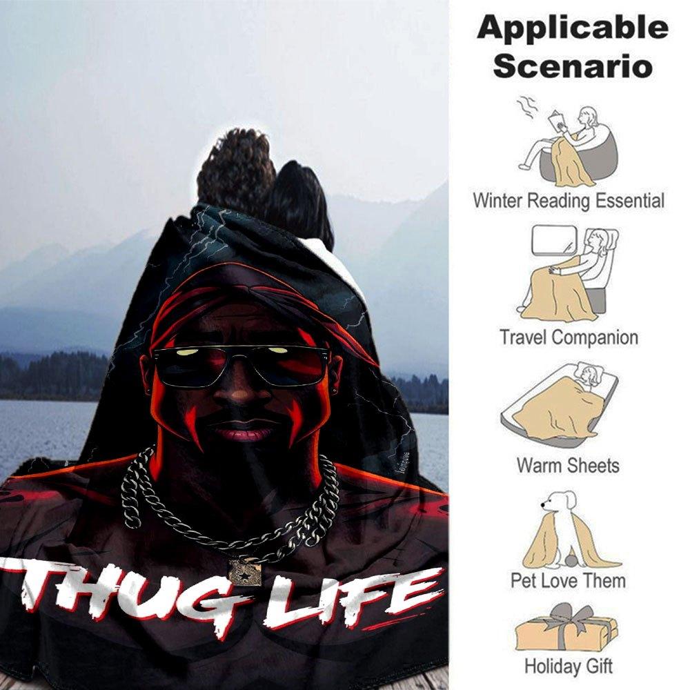 1pc 2PacHip Hop Blanket Soft Lightweight All Season Multi Purpose Throw for Sofa, Bed, Office & Picnics, French Style with Iconic Album Art & Quotes