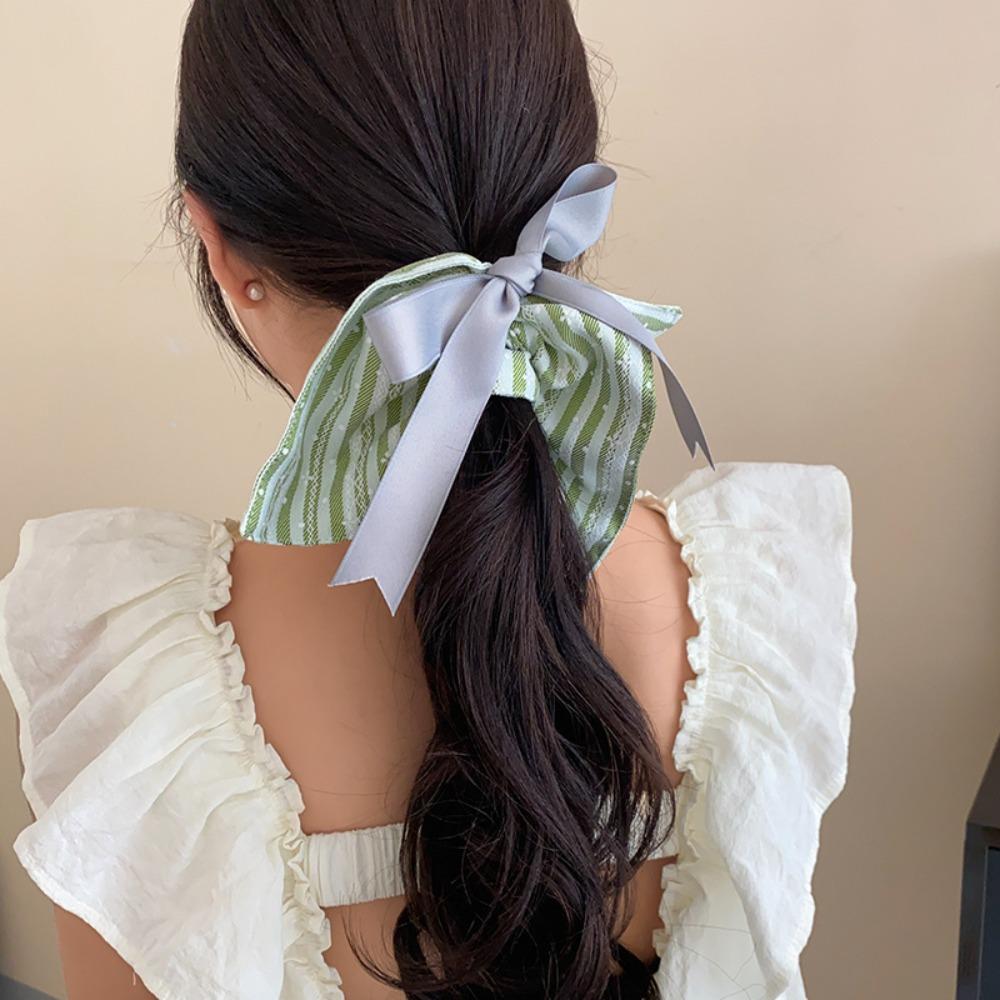 Elastic Plaid Silk Ribbon Scrunchies Korean Style Large Intestine Hair Ring Daily