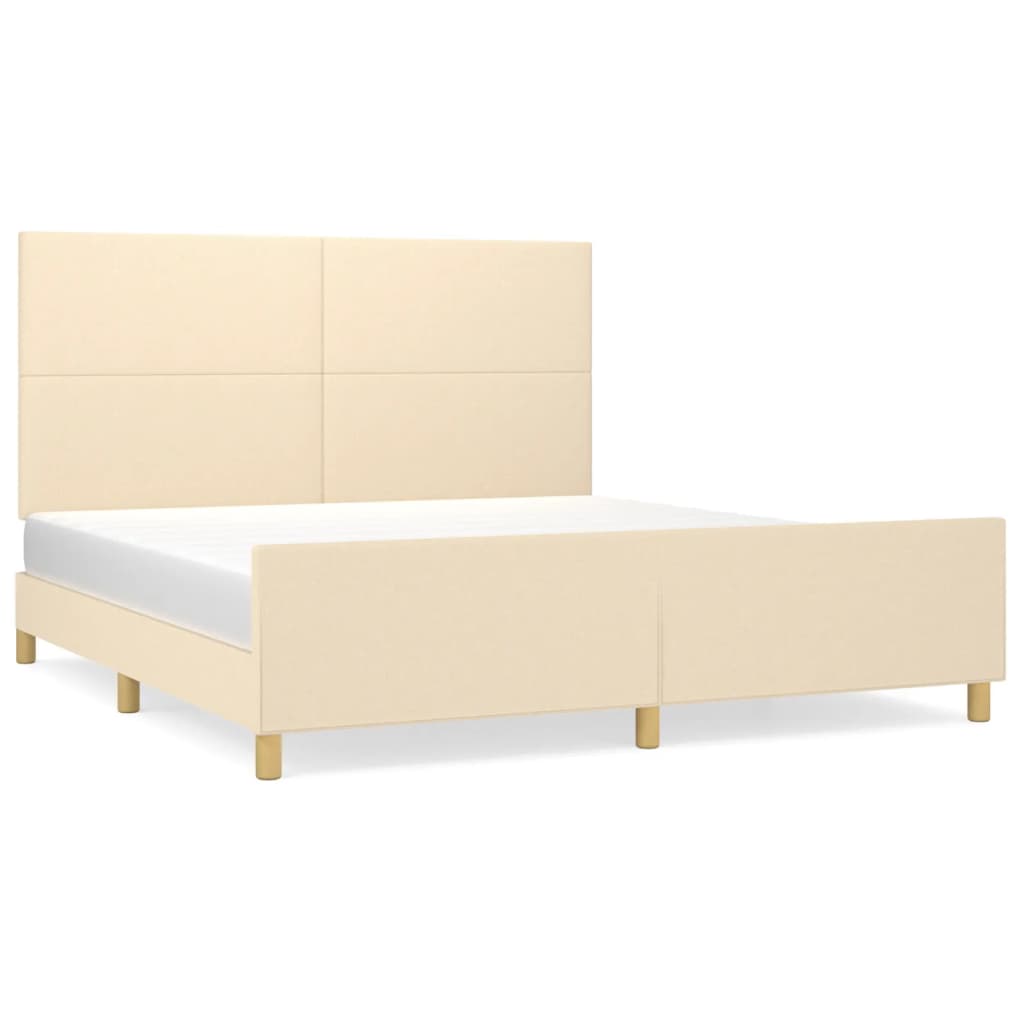 Bed Frame without Mattress Cream 180x200 cm Fabric