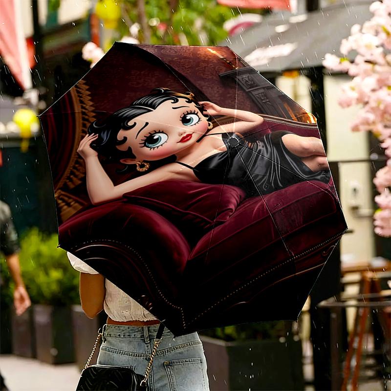 Betty Boop Print Umbrella Automatic Opening/ Closing - Portable Foldable Design - Daily use for Travel/Outdoor - Gift for Birthday