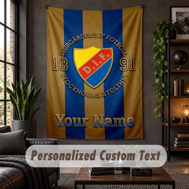 Personalized Wall Tapestry,Djurgårdens IF Custom Text, Soft Fabric Wall Art For Indoor Decoration