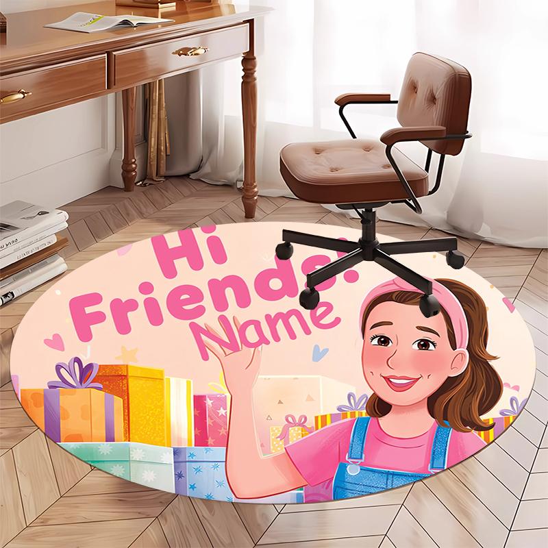 Custom Name Ms. Rachel Printed Round Rug Carpet Chair Rug Area Rug Entryway Doormats,for Office Chair Living Room Bedroom Kitchen Room.