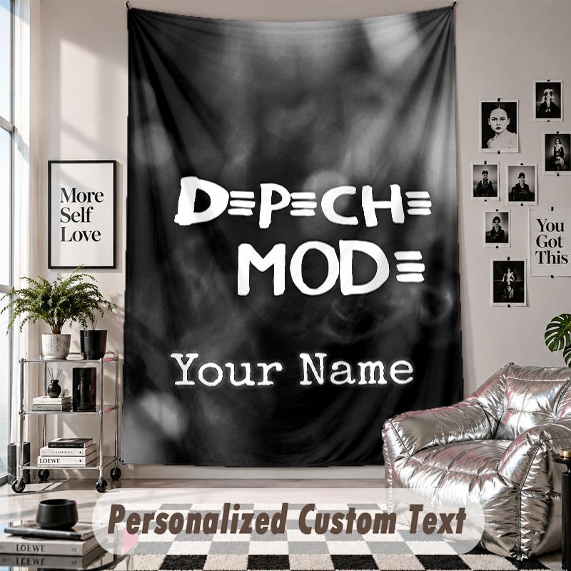 Wall Hanging Tapestry With Custom Name & Text, Depeche Mode Decorative Tapestry For Bedroom