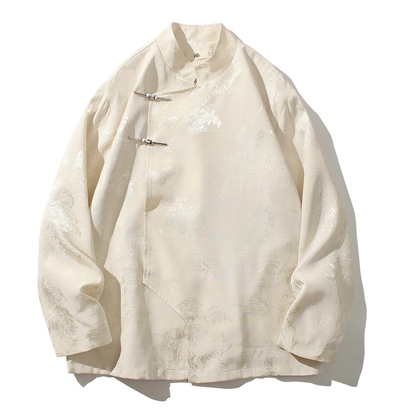 Куртка в китайском стиле с воротником-стойкой, форма для тай-чи, ханьфу, кунг-фу, традиционная винтажная куртка ханьфу, мужской халат в стиле ретро, костюм тан