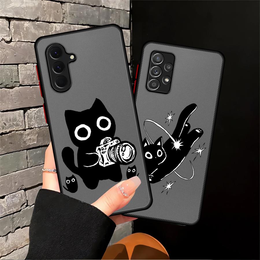 Мультяшная Кошка Чехол для Телефона для Samsung Galaxy A53 A16 A15 A34 A36 A17 A52 A73 A33 A56 A55 A52S A72 A35 A54 A14 A23