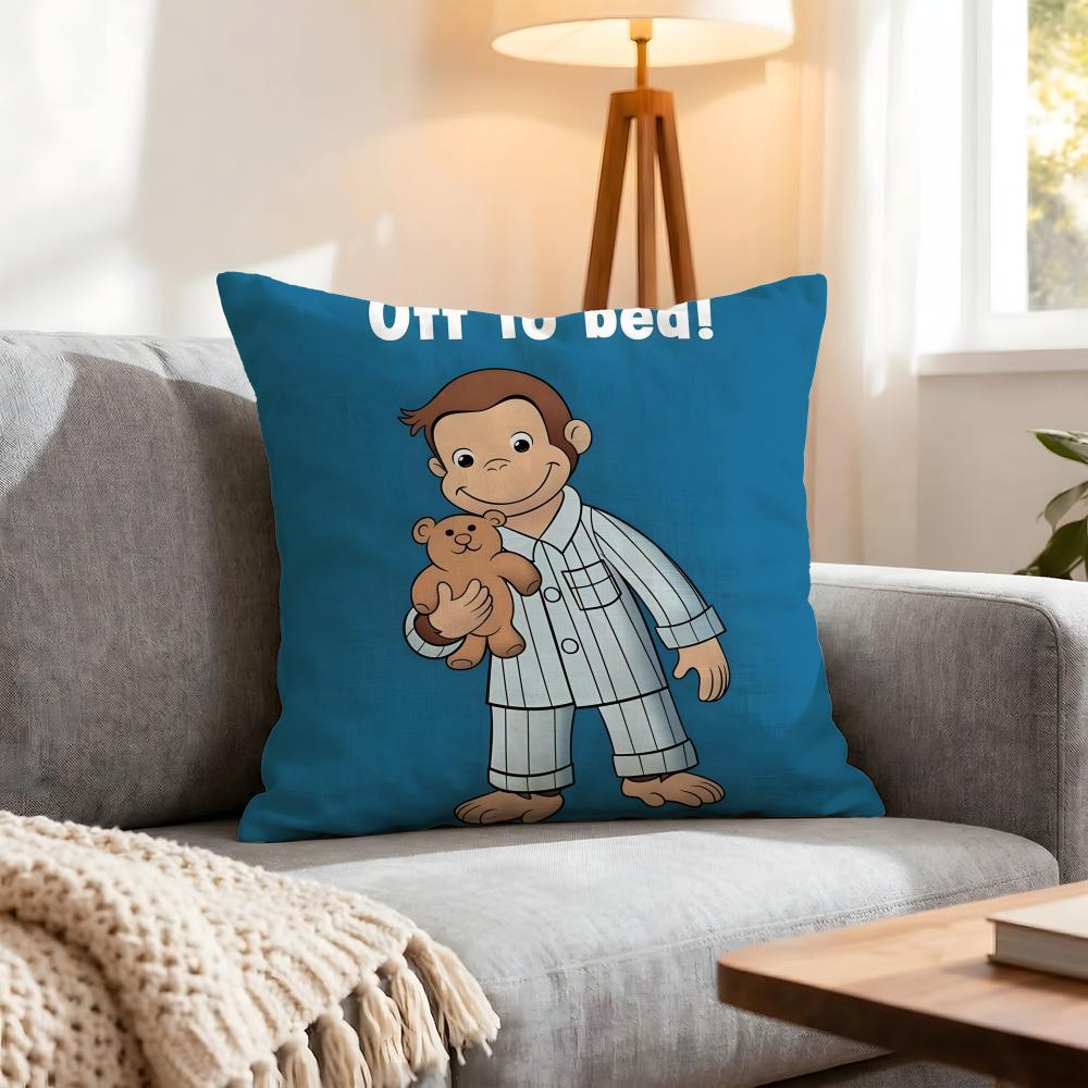 Cartoon Curious George Cushion Cover 1Pcs Decorative Covers Soft Cushion Case For Sofa Couch Decor 40X40 45X45 Pillowcases