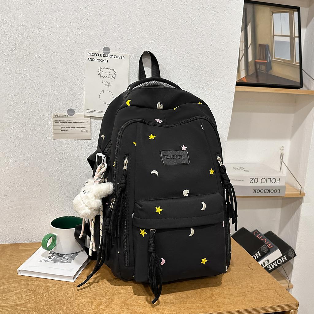 Schoolbag Junior high school student schoolbag girl Japanese and Korean ins wind star embroidery multi-compartment backpack versatile high-value