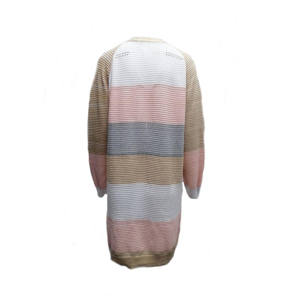 Women's Open Front Block Color Knitted Cardigan Crochet Sweaters Long Sleeve Casual Trendy Outwear