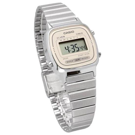 CASIO wristwatch ladies digital LA670WEA-8A silver light beige overseas model