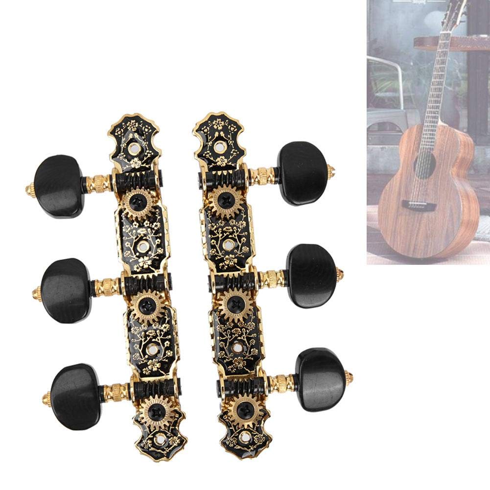 Alomejor 3-Pair Classical Guitar Tuning Pegs, Rust-Resistant, Easy To Use, with Fixing Screws, Guitar Machine Head Replacement for Decoration