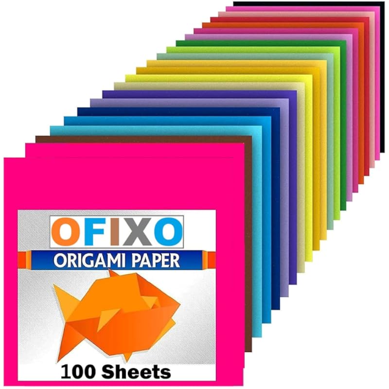 OFIXO 100 шт. Квадратная бумага для оригами своими руками, двусторонняя, однотонная, цветная, для складывания, детская, ручная работа, скрапбукинг, поделки